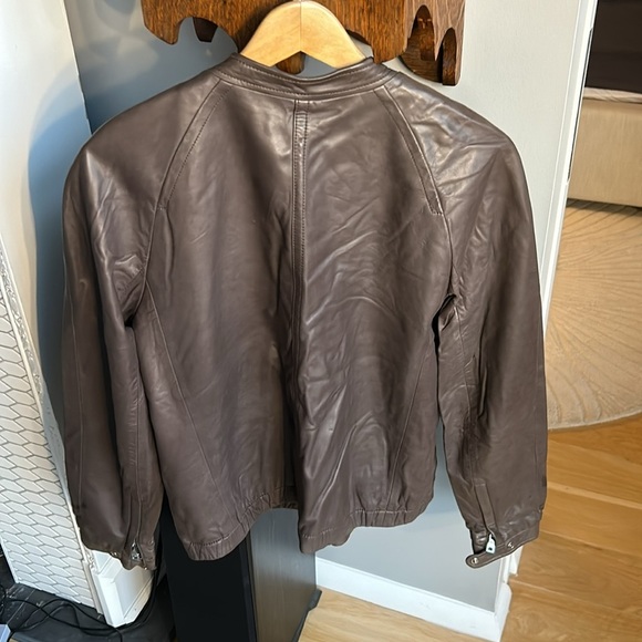 COACH Women's Dark Brown 100% Leather Bomber Style Zipper Pocket Jacket Size L - Picture 2 of 9